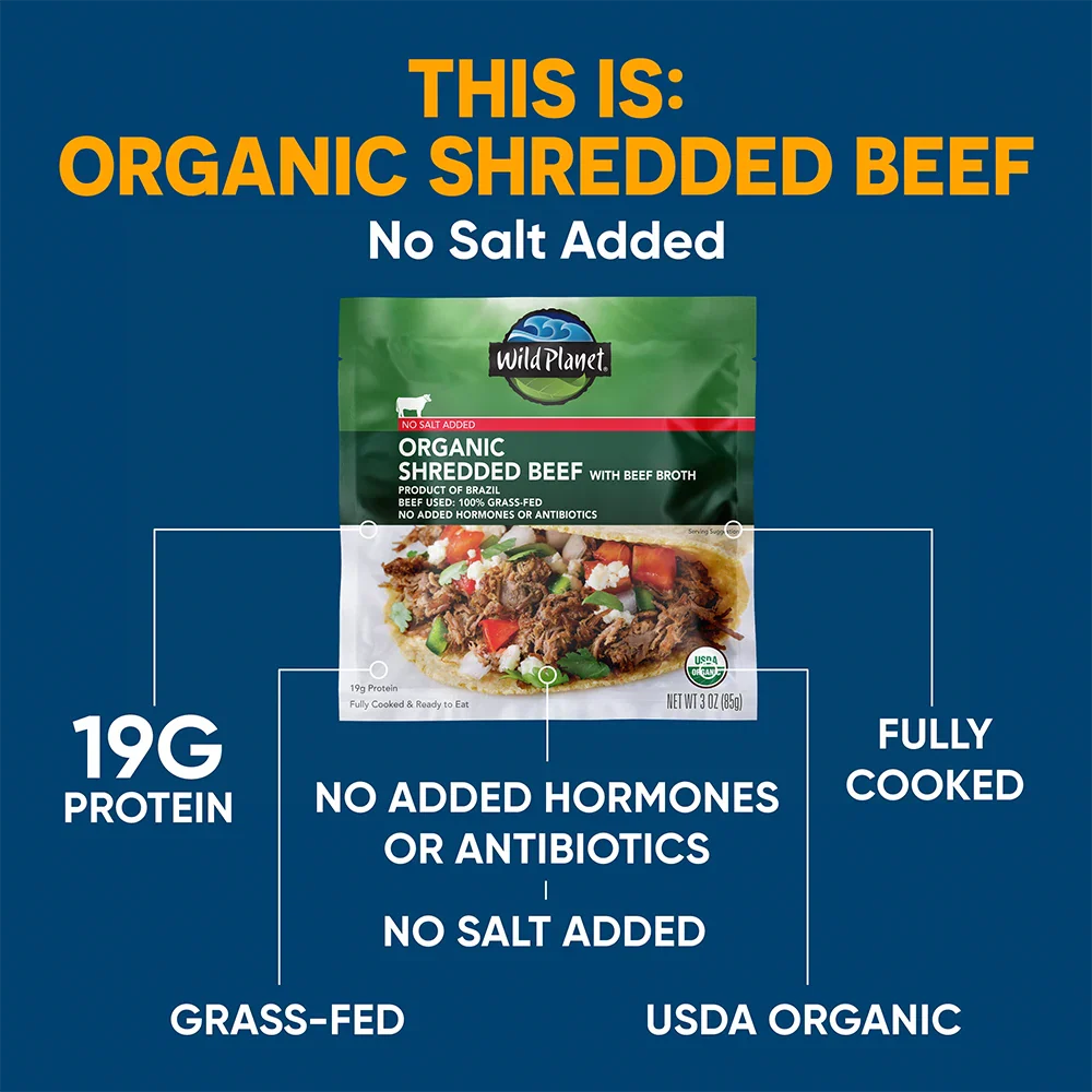 Organic Shredded Beef Single-Serve Pouch No Salt Added - Image 5