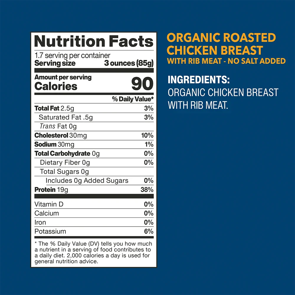 Organic Roasted Chicken Breast with Rib Meat No Salt Added - Image 9