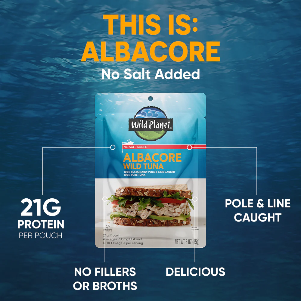 Albacore Wild Tuna Single-Serve Pouch No Salt Added - Image 6