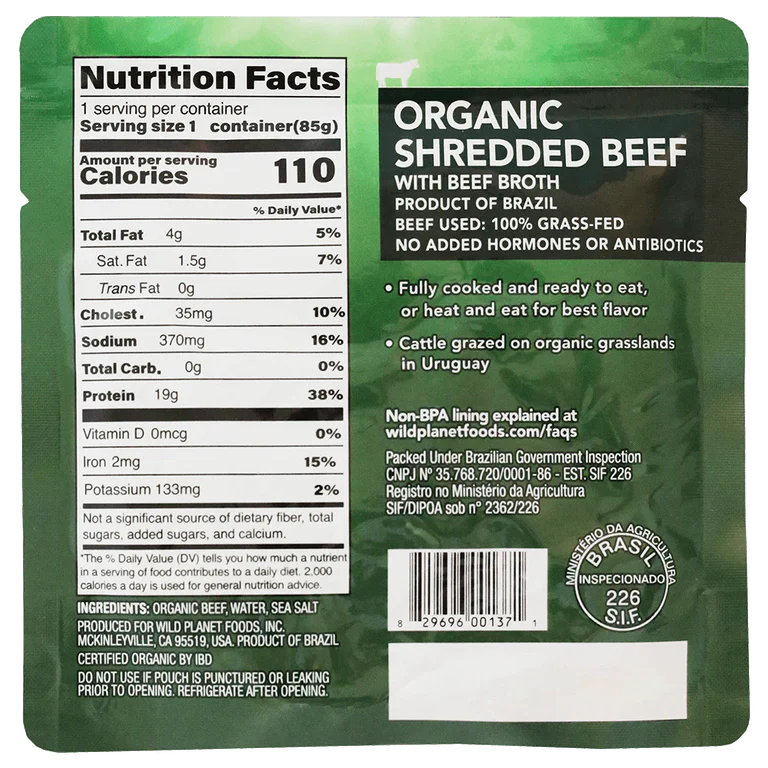 Organic Shredded Beef Single-Serve Pouch - Image 3